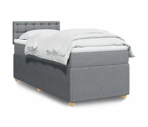 Atsperu Gulta Ar Matraci, Gaiši Pelēka, 90X200 Cm, Audums Vidaxl