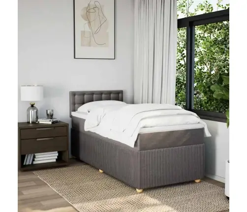 Lova Su Spyruoklėmis Ir Čiužiniu, Taupe, 90X200 cm Audinys