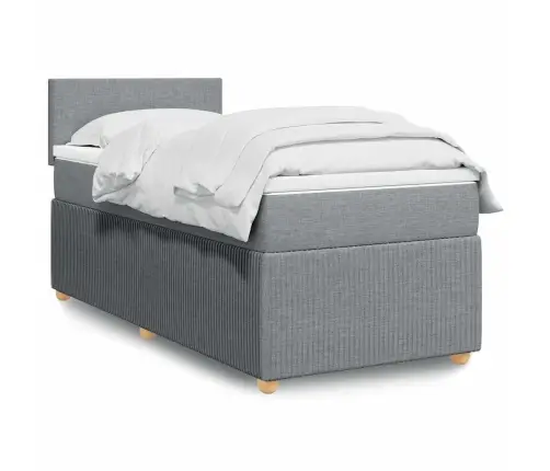 Lova Su Spyruoklėmis Ir Čiužiniu, Pilka, 100X200cm Audinys