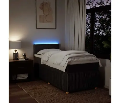 Atsperu Gultas Rāmis Ar Matraci, Tumši Brūna, 100X200Cm, Audums Vidaxl