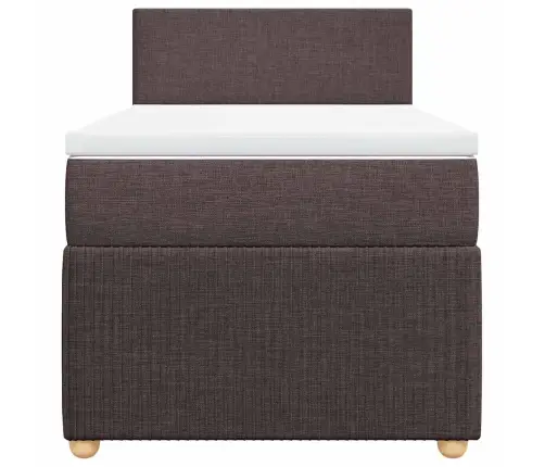 Atsperu Gultas Rāmis Ar Matraci, Tumši Brūna, 100X200Cm, Audums Vidaxl