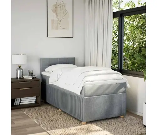 Lova Su Spyruoklėmis Ir Čiužiniu, Pilka, 100X200cm Audinys