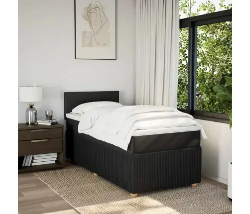 Atsperu Gultas Rāmis Ar Matraci, Melna Audums, 100X200 Cm Vidaxl
