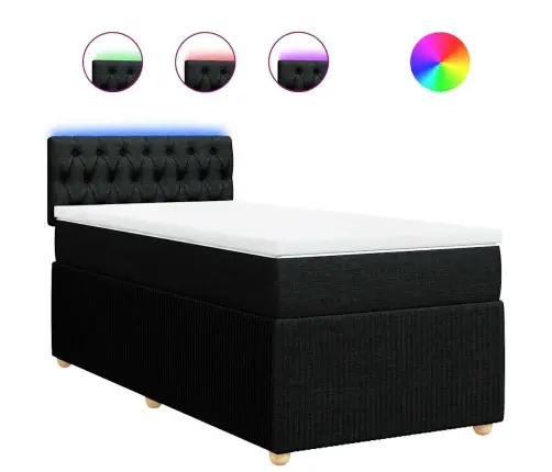 Atsperu Gultas Rāmis Ar Matraci, Melna Audums, 100X200 Cm Vidaxl