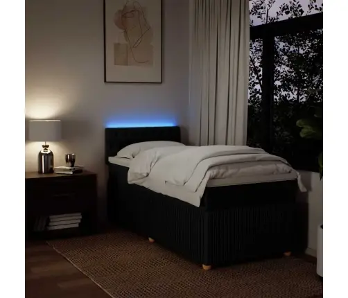 Atsperu Gultas Rāmis Ar Matraci, Melna Audums, 100X200 Cm Vidaxl