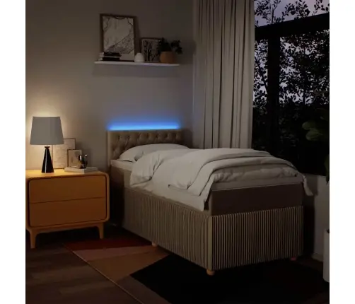 Lova Su Spyruoklėmis Ir Čiužiniu, Kreminė, 100X200cm Audinys