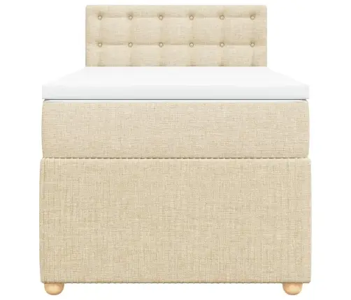 Atsperu Gultas Rāmis Ar Matraci, Krēmkrāsas, 100X200 Cm, Audums Vidaxl