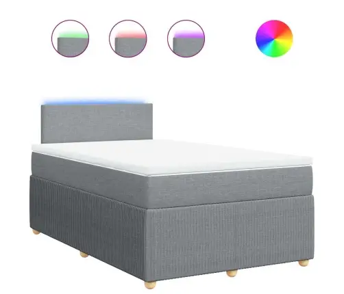 Atsperu Gulta Ar Matraci, Gaiši Pelēka Audums, 120X190 Cm Vidaxl