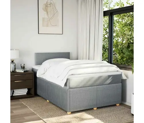 Atsperu Gulta Ar Matraci, Gaiši Pelēka Audums, 120X190 Cm Vidaxl