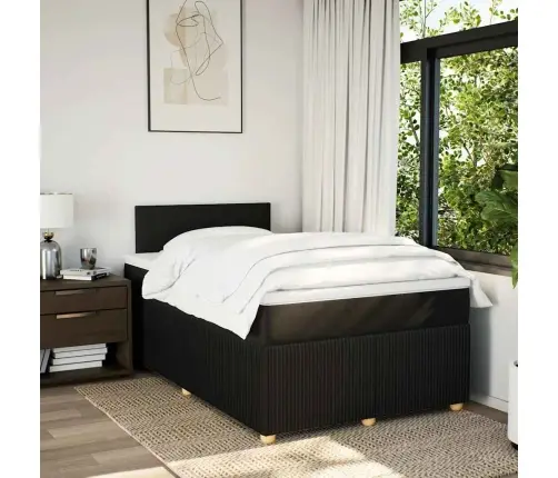 Atsperu Gulta Ar Matraci, Melns Audums, 120X190 Cm Vidaxl