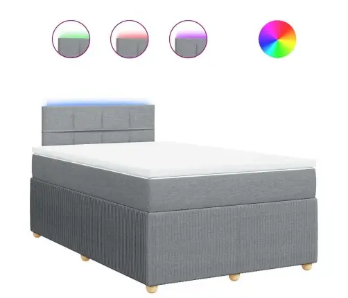 Atsperu Gulta Ar Matraci, Gaiši Pelēka Audums, 120X190 Cm Vidaxl