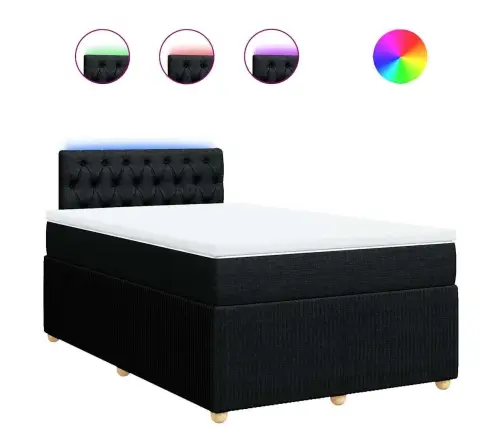 Atsperu Gulta Ar Matraci, Melns Audums, 120X190 Cm Vidaxl