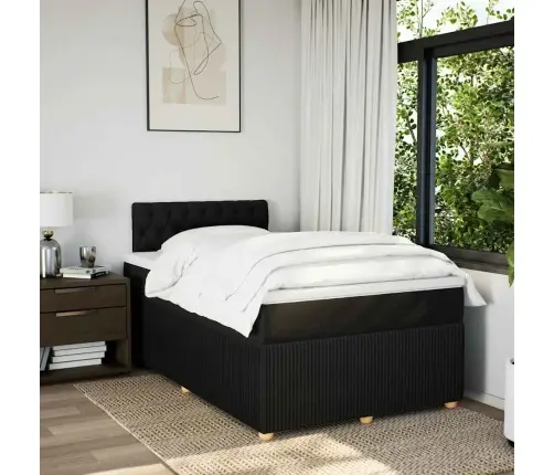 Atsperu Gulta Ar Matraci, Melns Audums, 120X190 Cm Vidaxl