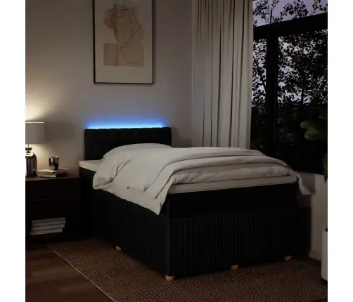 Atsperu Gulta Ar Matraci, Melns Audums, 120X190 Cm Vidaxl