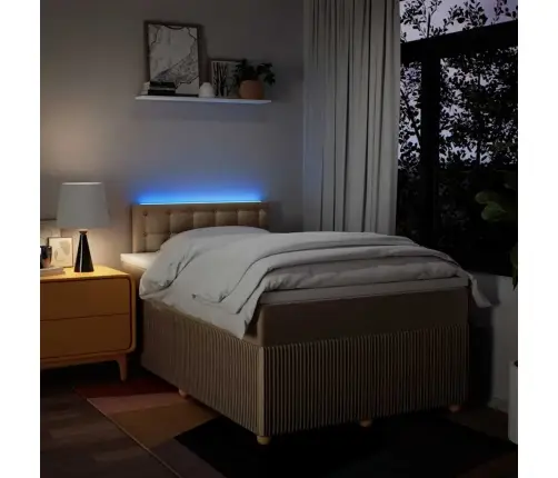 Atsperu Gulta Ar Matraci, Krēmkrāsas Audums, 120X190 Cm Vidaxl