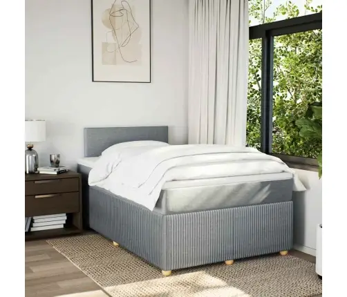 Atsperu Gulta Ar Matraci, Gaiši Pelēka Audums, 120X200Cm Vidaxl