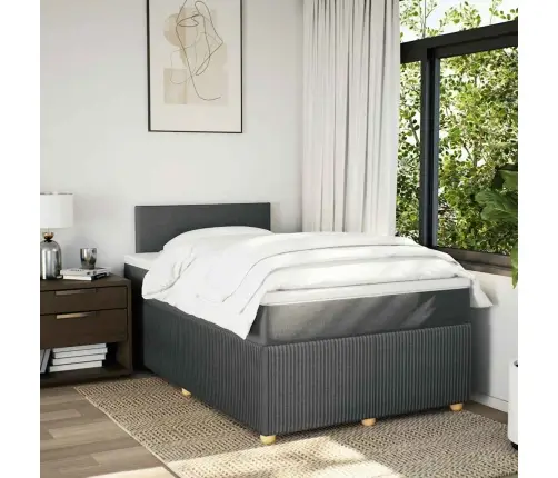 Atsperu Gulta Ar Matraci, Tumši Pelēka Audums, 120X200Cm Vidaxl