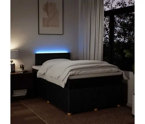 Lova Su Spyruoklėmis Ir Čiužiniu, Juoda, 120X200 cm Audinys