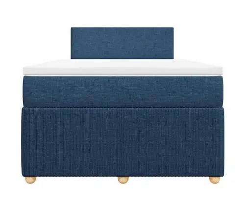 Atsperu Gultas Rāmis Ar Matraci, Zils, 120X200 Cm, Audums Vidaxl