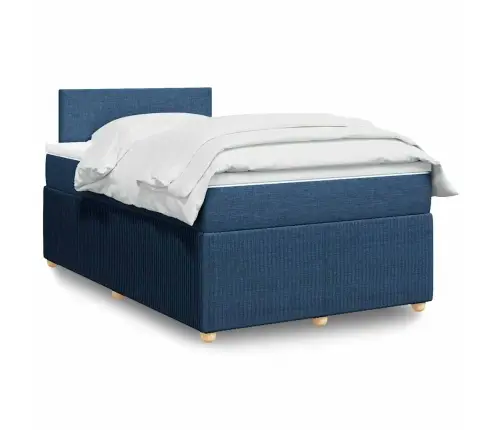 Atsperu Gultas Rāmis Ar Matraci, Zils, 120X200 Cm, Audums Vidaxl
