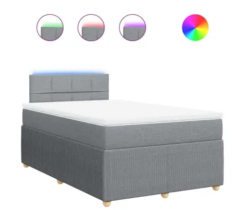 Atsperu Gulta Ar Matraci, Gaiši Pelēka Audums, 120X200Cm Vidaxl