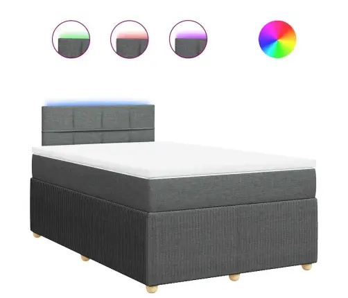 Atsperu Gulta Ar Matraci, Tumši Pelēka Audums, 120X200Cm Vidaxl