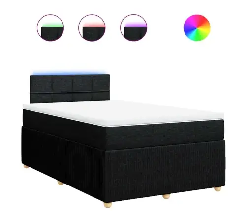 Atsperu Gultas Rāmis Ar Matraci, Melna Audums, 120X200 Cm Vidaxl