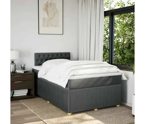 Atsperu Gulta Ar Matraci, Tumši Pelēka Audums, 120X200Cm Vidaxl