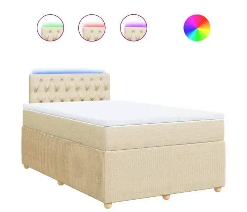 Atsperu Gultas Rāmis Ar Matraci, Krēmkrāsas, 120X200 Cm, Audums Vidaxl