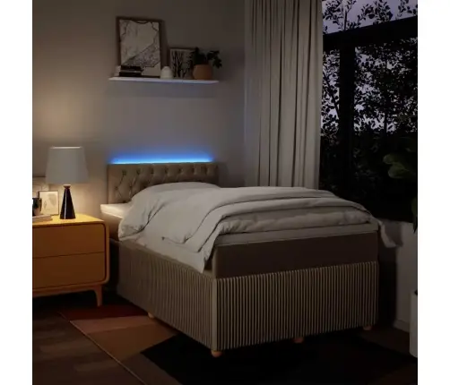 Atsperu Gultas Rāmis Ar Matraci, Krēmkrāsas, 120X200 Cm, Audums Vidaxl