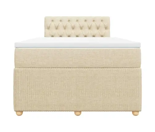 Atsperu Gultas Rāmis Ar Matraci, Krēmkrāsas, 120X200 Cm, Audums Vidaxl