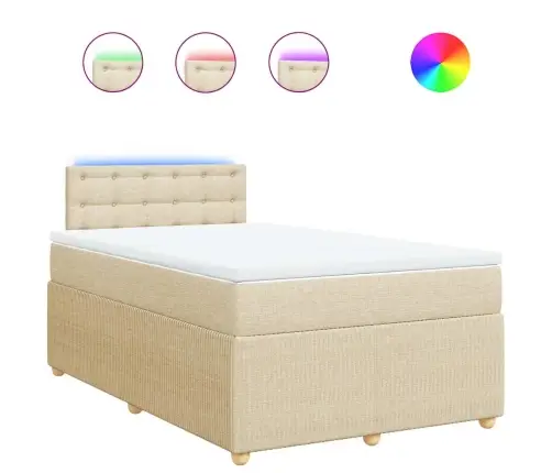 Lova Su Spyruoklėmis Ir Čiužiniu, Kreminė, 120X200 cm Audinys