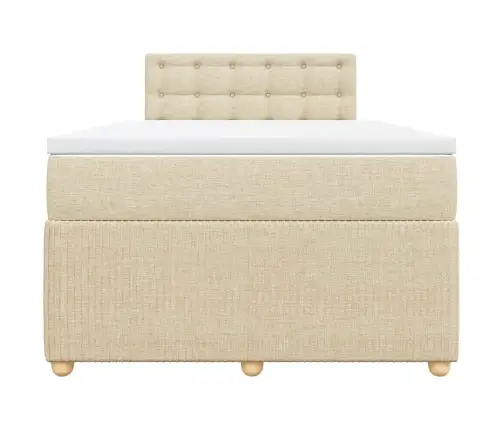 Lova Su Spyruoklėmis Ir Čiužiniu, Kreminė, 120X200 cm Audinys