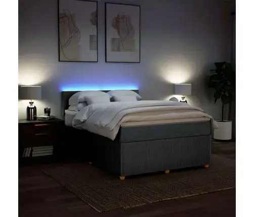 Lova Su Spyruoklėmis Ir Čiužiniu, Pilkas, 140X190cm Audinys