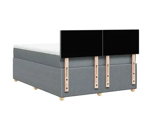 Lova Su Spyruoklėmis Ir Čiužiniu, Pilkas, 140X190cm Audinys