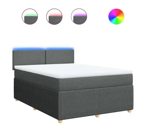 Atsperu Gulta Ar Matraci, Tumši Pelēka Audums, 140X190 Cm Vidaxl