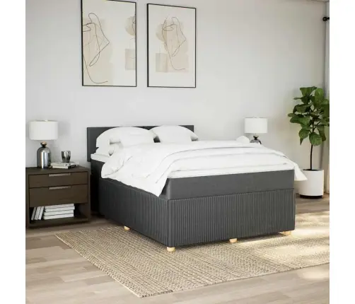 Atsperu Gulta Ar Matraci, Tumši Pelēka Audums, 140X190 Cm Vidaxl