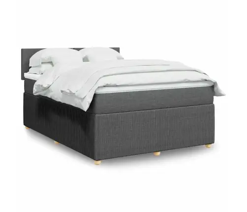 Atsperu Gulta Ar Matraci, Tumši Pelēka Audums, 140X190 Cm Vidaxl