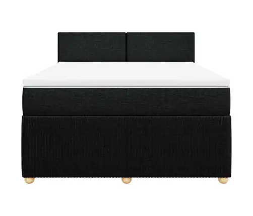 Lova Su Spyruoklėmis Ir Čiužiniu, Juodos, 140X190 cm Audinys