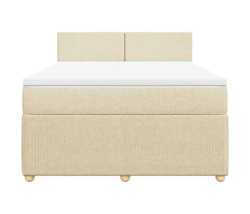 Lova Su Spyruoklėmis Ir Čiužiniu, Kreminė, 140X190 cm Audinys