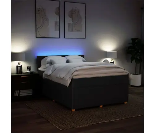 Lova Su Spyruoklėmis Ir Čiužiniu, Juodos, 140X190 cm Audinys