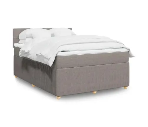 Atsperu Gulta Ar Matraci, Pelēkbrūns Audums, 140X190 Cm Vidaxl