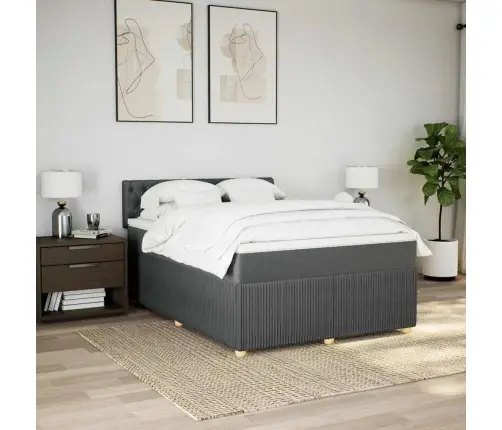 Atsperu Gulta Ar Matraci, Tumši Pelēka Audums, 140X190 Cm Vidaxl