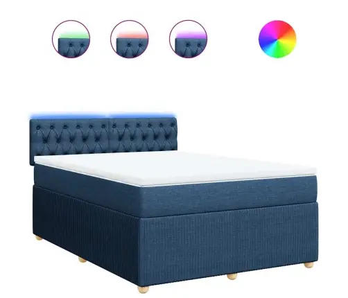 Atsperu Gulta Ar Matraci, Zils Audums, 140X190 Cm Vidaxl