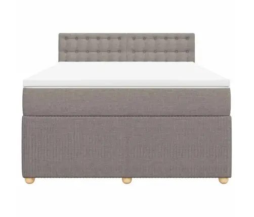 Atsperu Gulta Ar Matraci, Pelēkbrūns Audums, 140X190 Cm Vidaxl