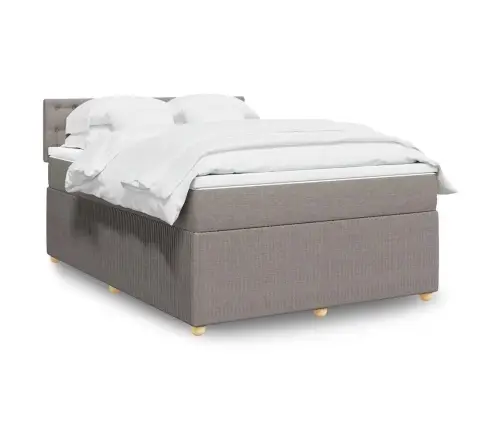 Atsperu Gulta Ar Matraci, Pelēkbrūns Audums, 140X190 Cm Vidaxl