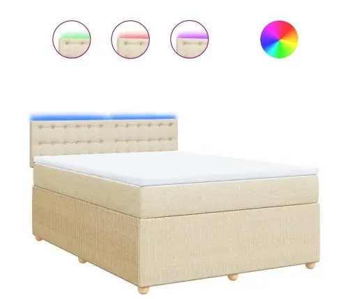 Atsperu Gulta Ar Matraci, Krēmkrāsas Audums, 140X190 Cm Vidaxl