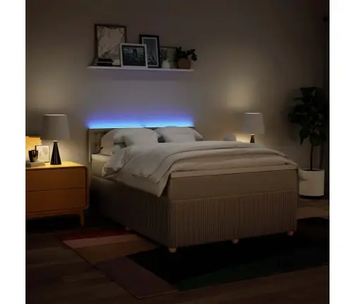 Atsperu Gulta Ar Matraci, Krēmkrāsas Audums, 140X190 Cm Vidaxl