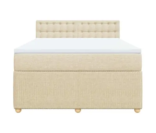 Atsperu Gulta Ar Matraci, Krēmkrāsas Audums, 140X190 Cm Vidaxl