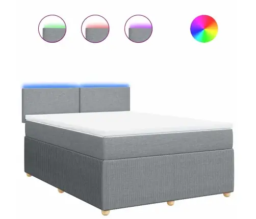 Lova Su Spyruoklėmis Ir Čiužiniu, Pilka, 140X200cm Audinys